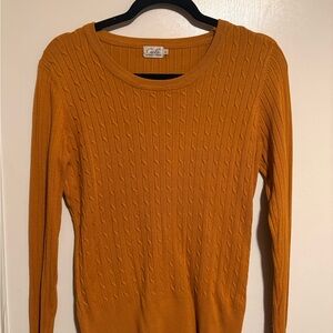 Cielo Women's Cable-Knit Crewneck Sweater - Mustard Yellow